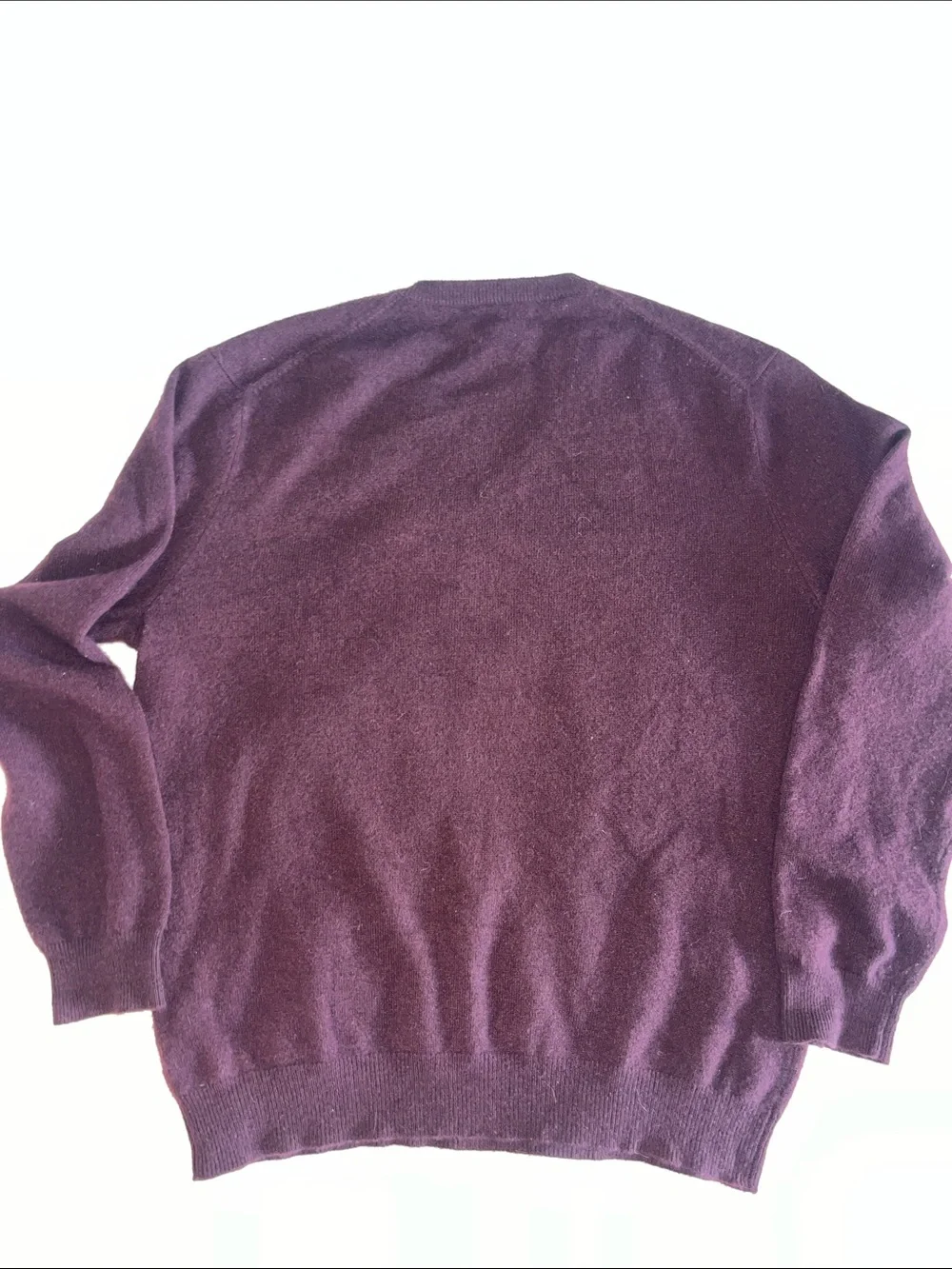 Club Room Estate Cashmere Men's 2 Ply V-Neck Sweater - Burgundy Plum L